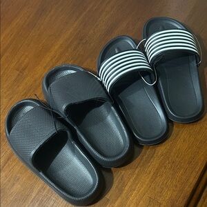 💕5/$15 Black and White Slide Sandals , Set of 2, both for $3 when bundled NEW